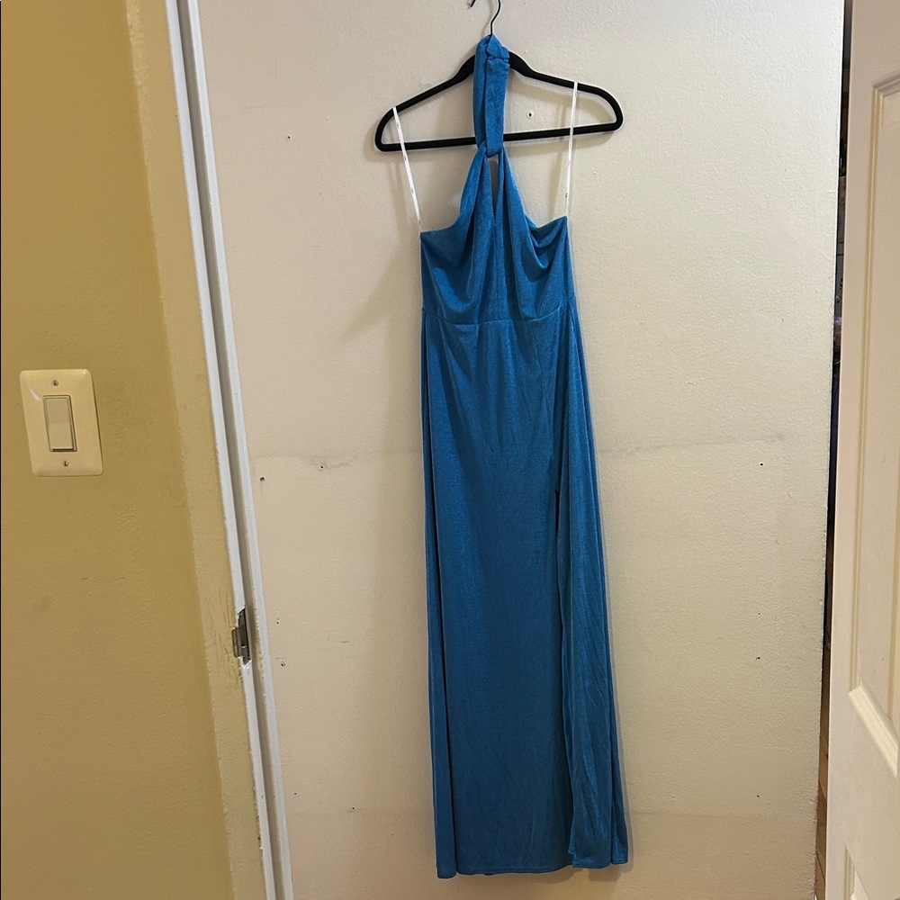 Lulu's Vibrant Blue Halter Maxi Dress
